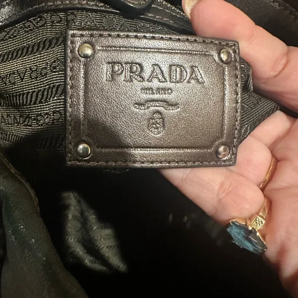 PRADA Nappa Mordore Leather Brown Ruffle Bag - Picture 13 of 13